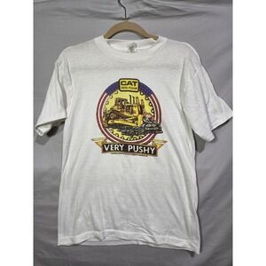VTG Cat Caterpillar Diesel Dozer T-Shirt Holoubek Very Pushy Single Stitch LARGE